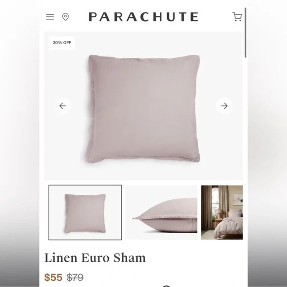 PARACHUTE | Moss Green Linen Euro Sham Cover - Picture 2 of 6